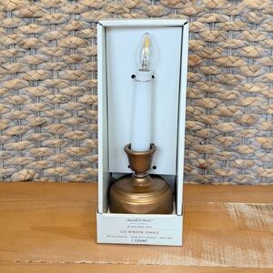 NWT Hearth & Hand LED Window Candle Timer Battery Operated Metal Base Christmas